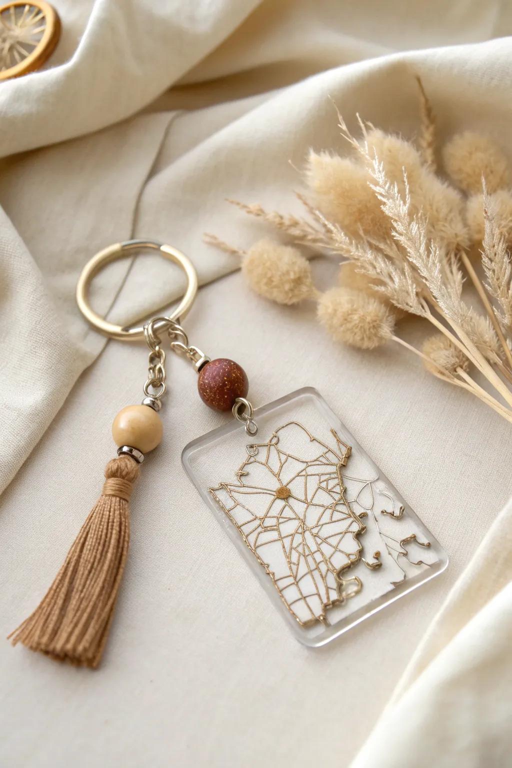 Capture your wanderlust in style with this beautifully crafted travel-themed keychain, perfect for remembering your adventures.