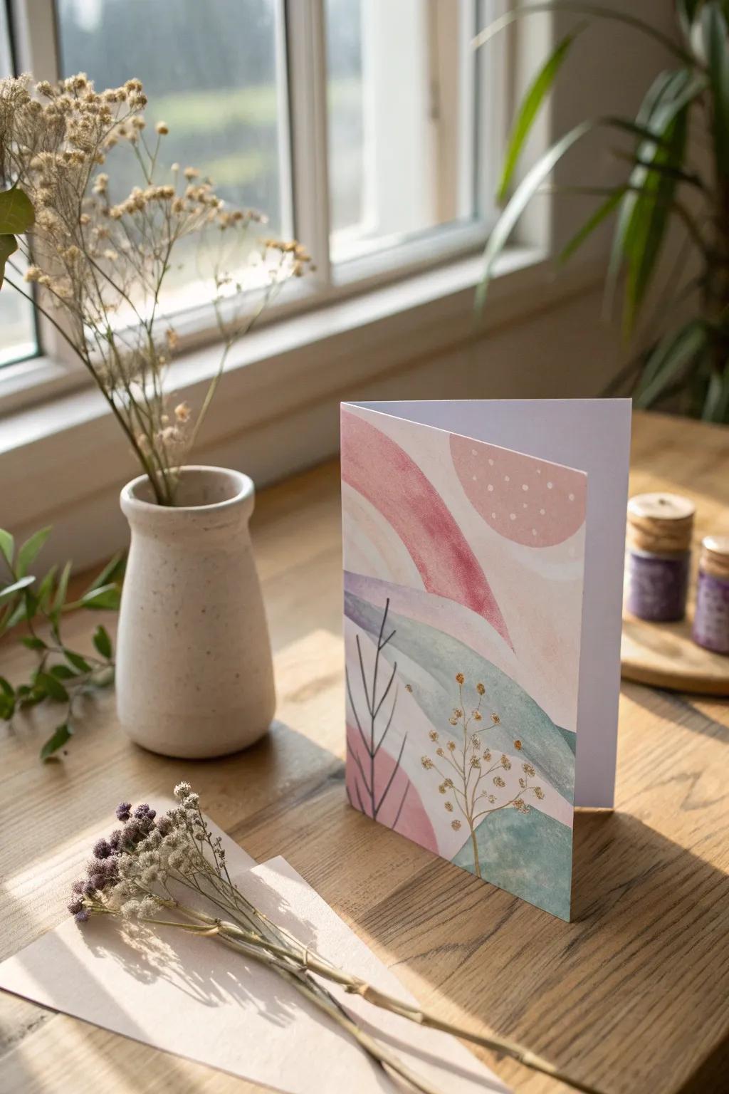 Discover the beauty of abstract art with this minimalist birthday card that sparks imagination and personal interpretation.