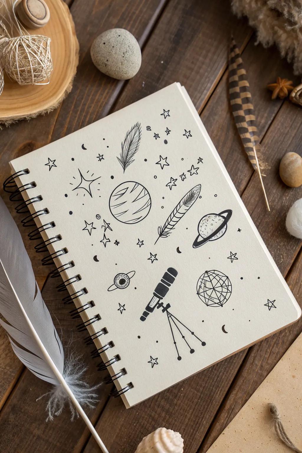 Explore the cosmos with delightful space doodles that blend simplicity and natural beauty.