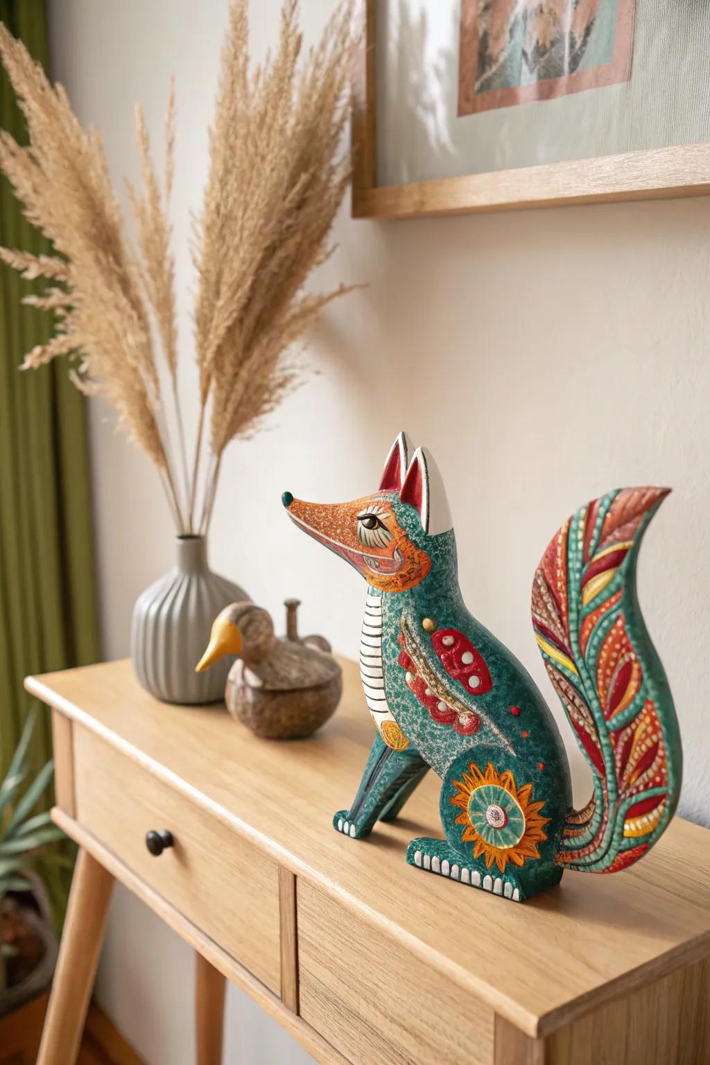 Welcome your guests with a touch of whimsy and warmth with an enchanting alebrije in your entryway.