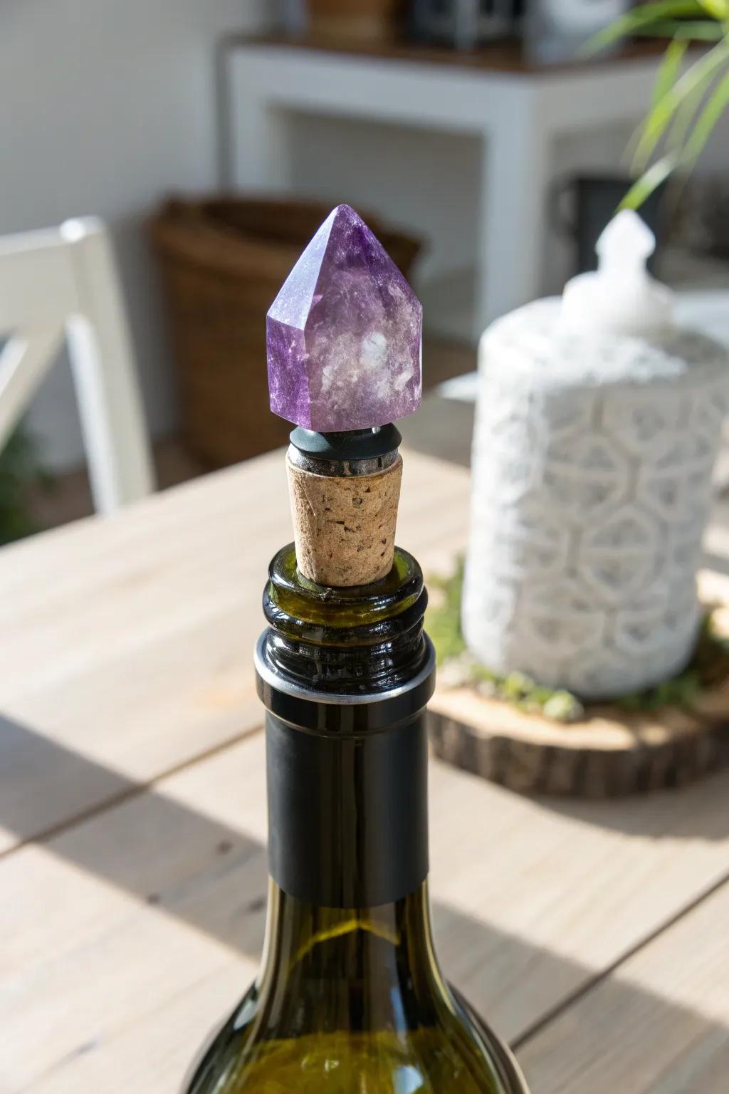 Elevate your wine experience with the natural elegance of an amethyst wine stopper. ✨🍷