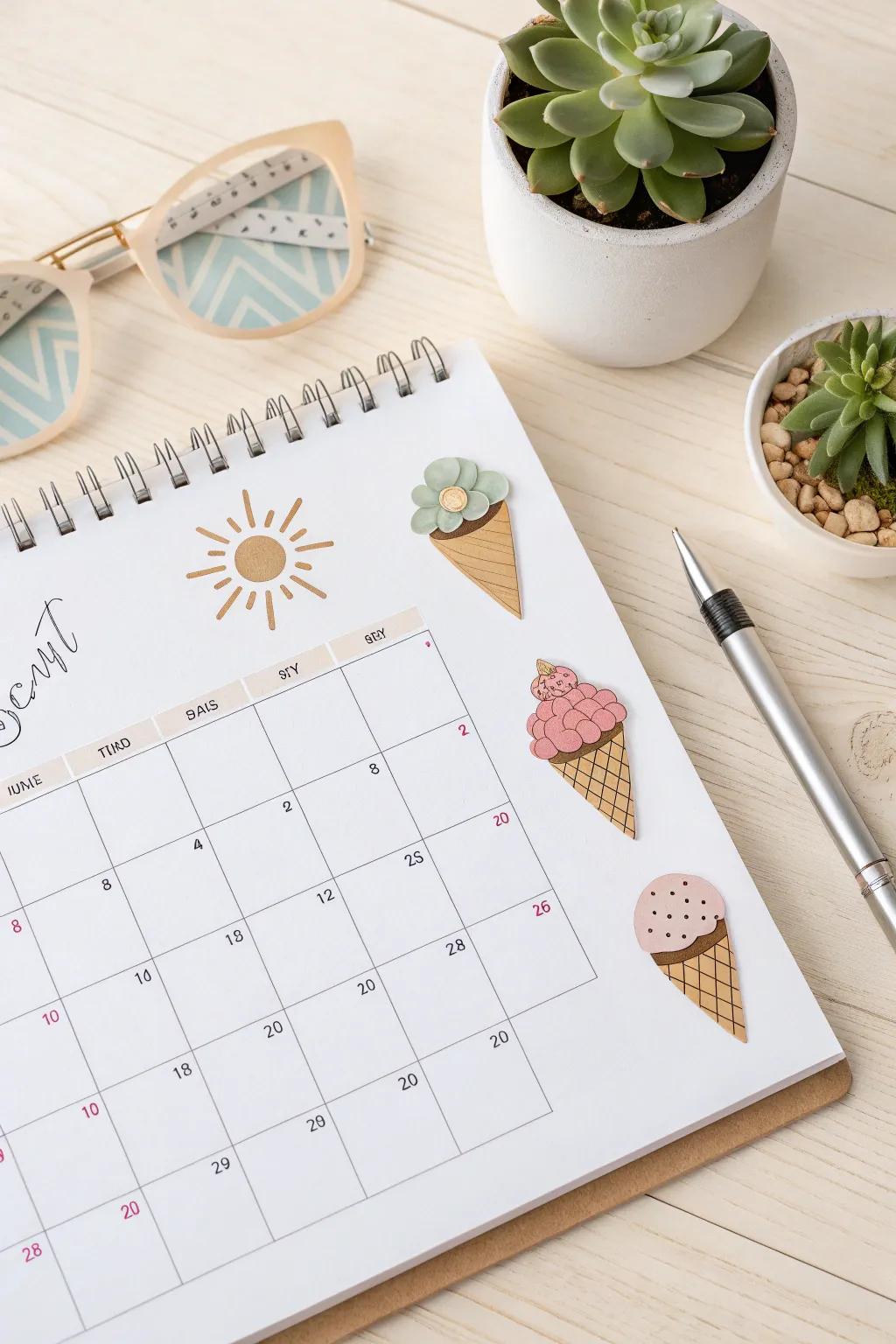 Celebrate August with charming seasonal stickers that bring joy to your planning.