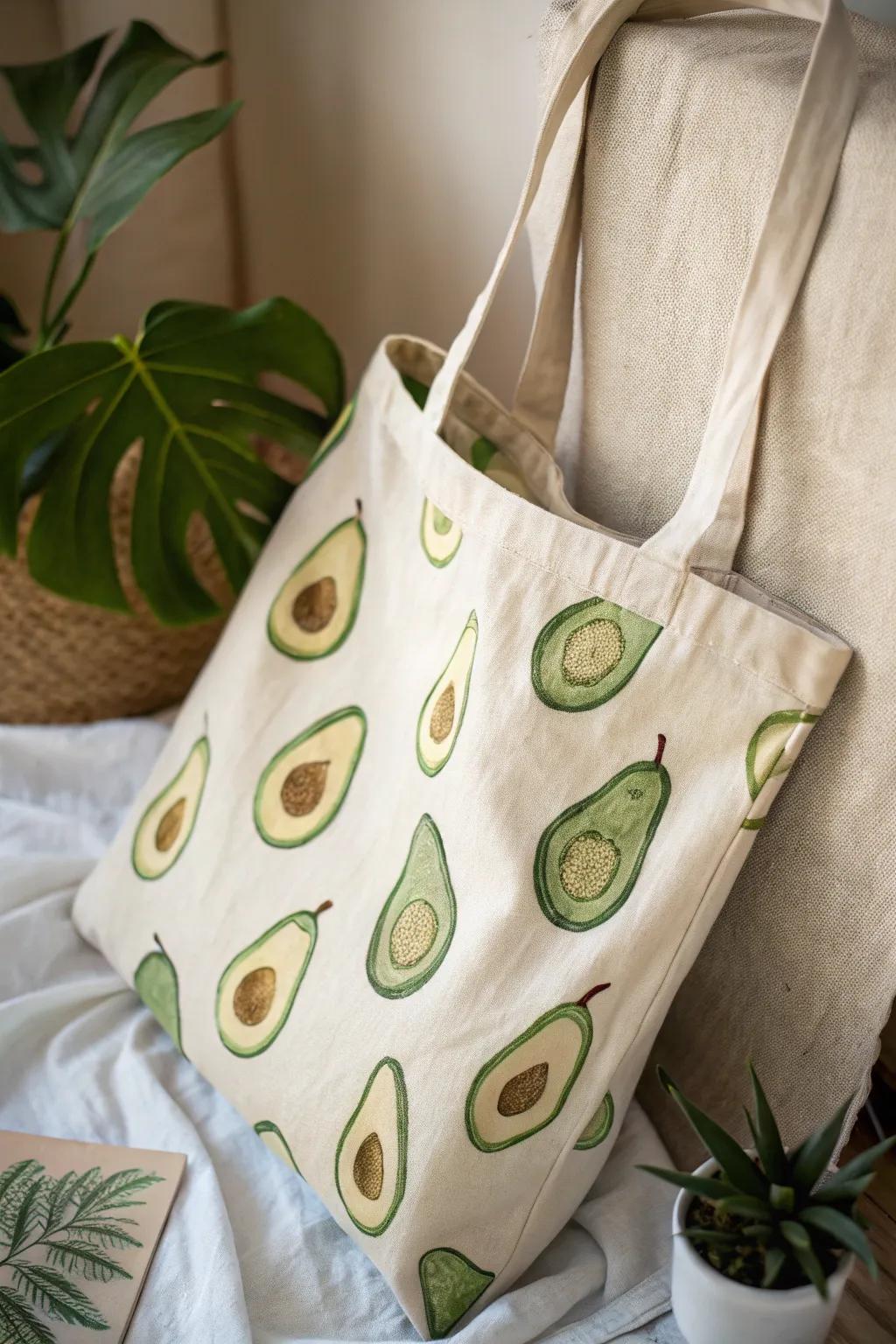 Elevate your style with a touch of avocado artistry—perfect for a chic, eco-friendly shopping experience.