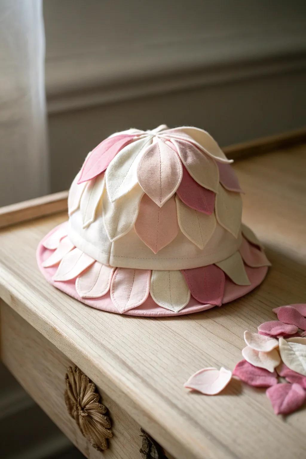 Delicate and charming: A petal hat perfect for sunny adventures.