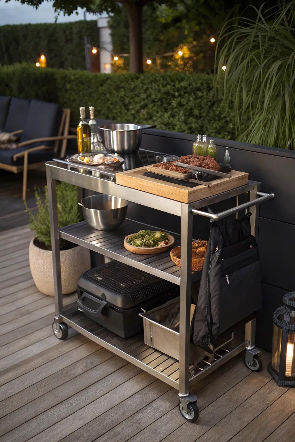 Elevate your BBQ setup with a stylish three-tier grill cart – the perfect blend of form and function.