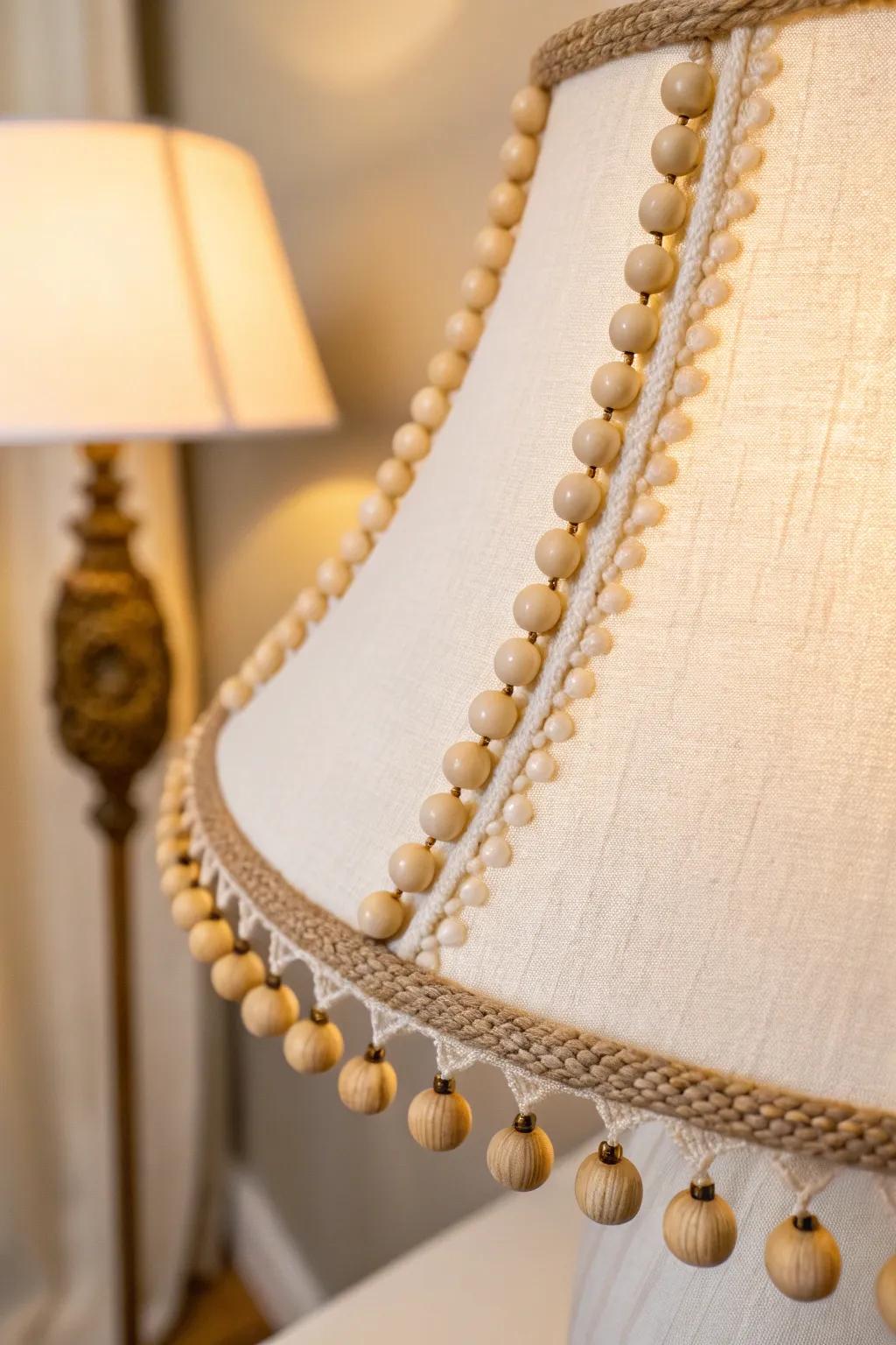 Elevate your space with bead-trimmed elegance. 🌿✨