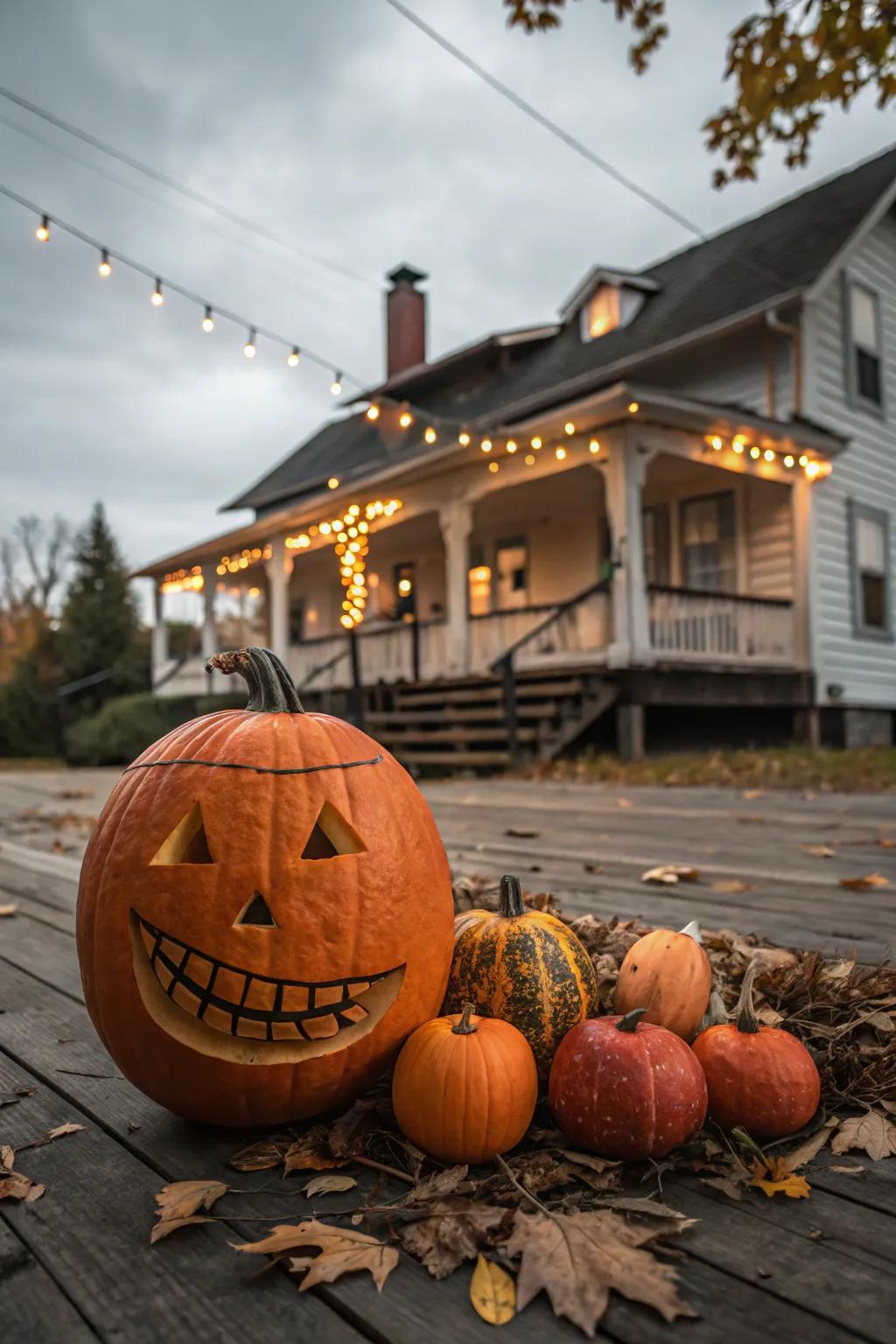 A pumpkin with carved braces bringing back teenage memories.