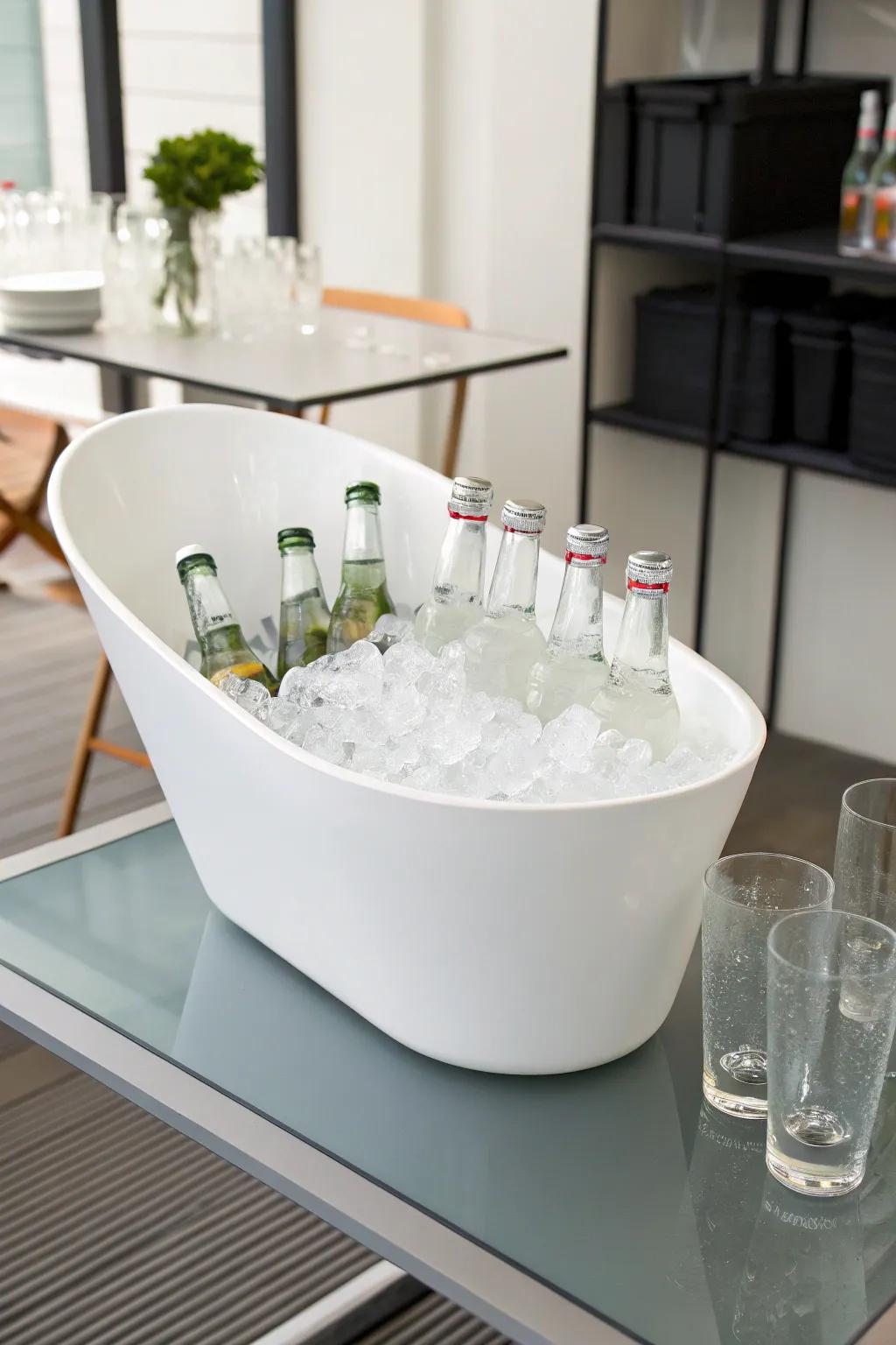 A minimalist white tub creating a clean, modern aesthetic.