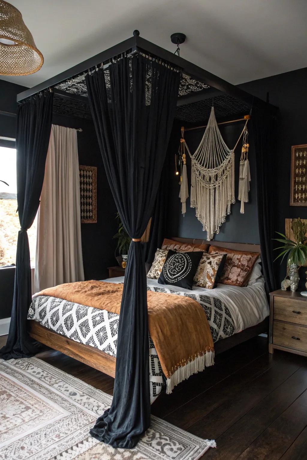 A canopy bed adds elegance and a sense of retreat.