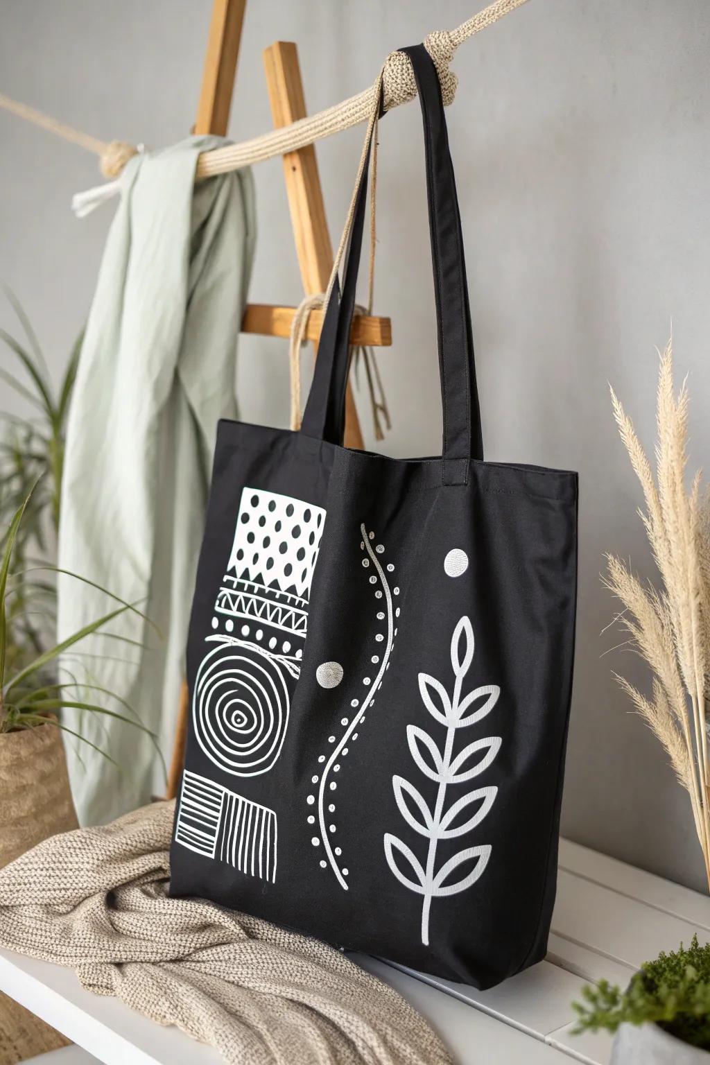 Revive the charm of the past with retro patterns on your tote. A stylish blend of nostalgia and modern minimalism.