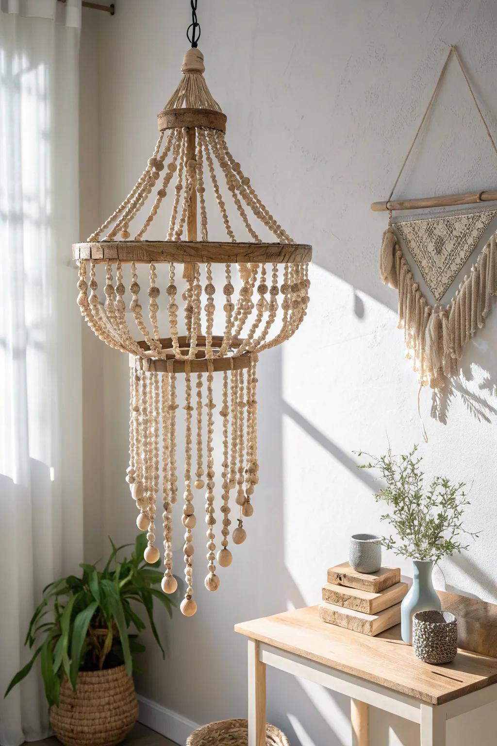 Illuminate your space with a touch of boho elegance. Craft your own beaded chandelier for a stunning, personalized home accent.