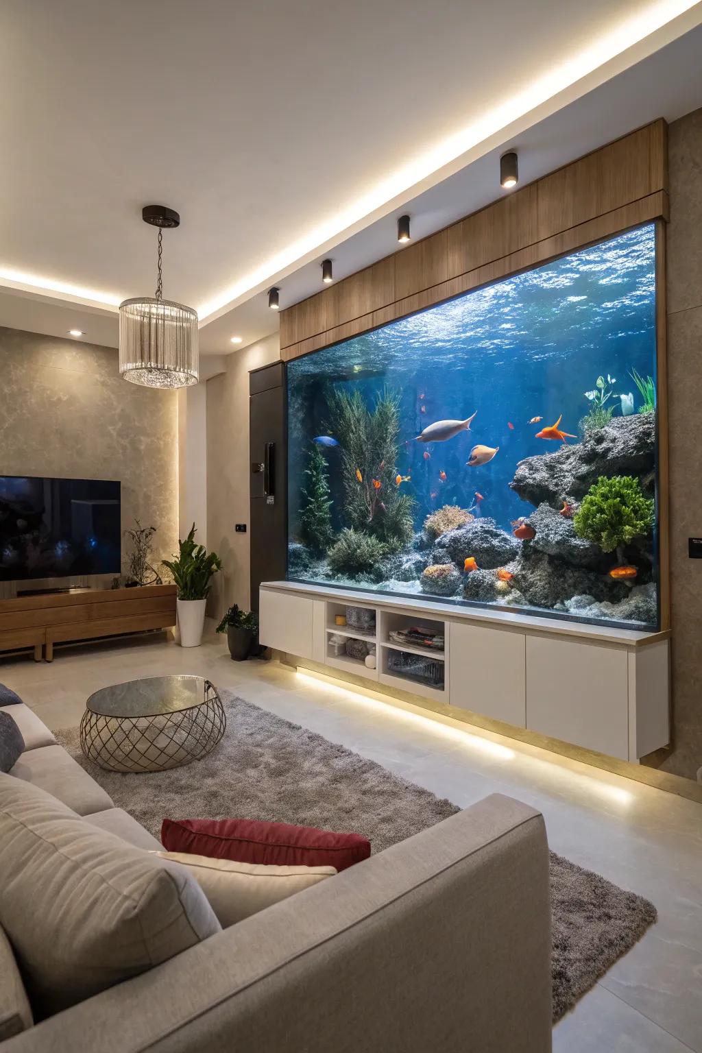 Blend entertainment with nature through an underwater TV wall.