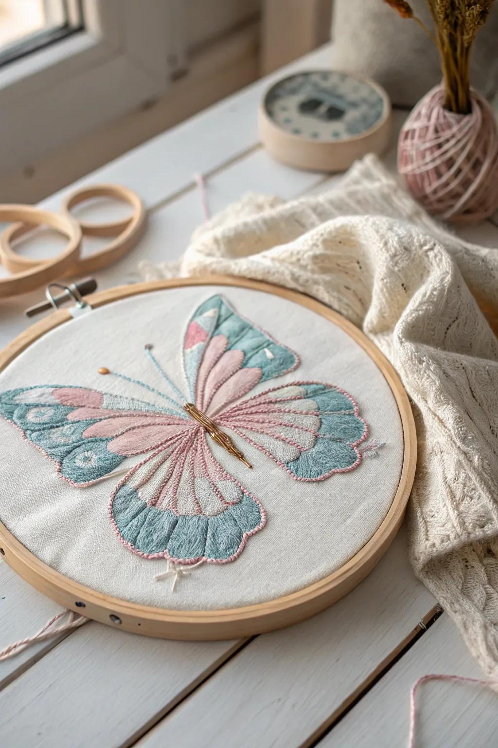 Embrace the art of butterfly embroidery and add a touch of handcrafted beauty to your home. 🌿🦋