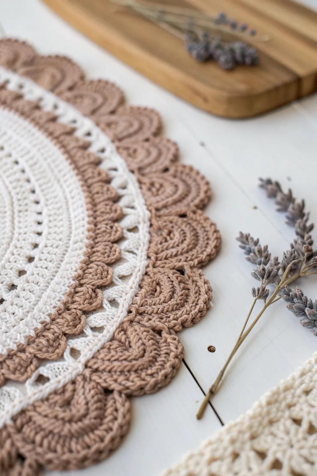 Elevate your crochet projects with a double border: the perfect blend of elegance and texture.