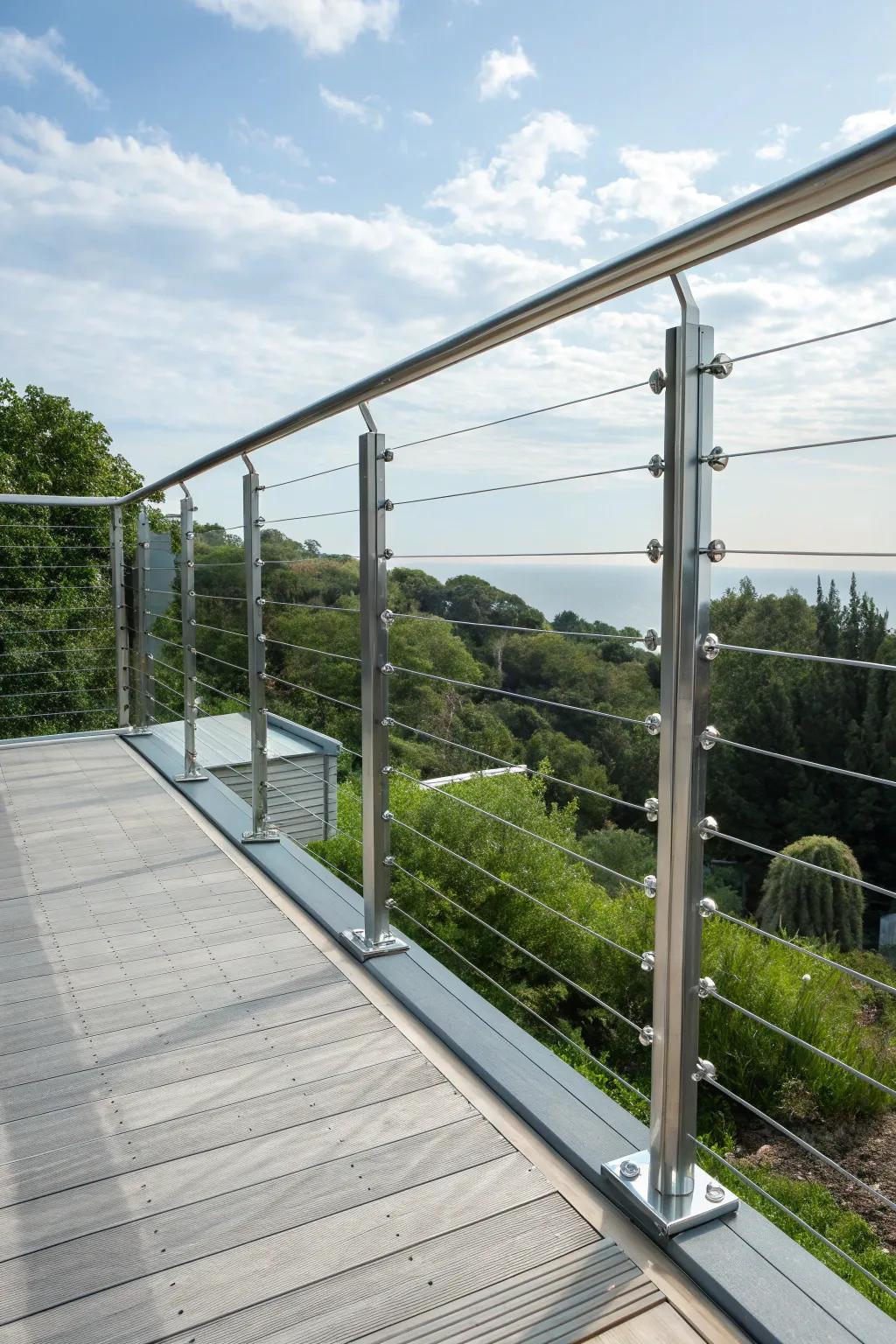 Elevate your deck design with the elegant fusion of glass and cable railings.