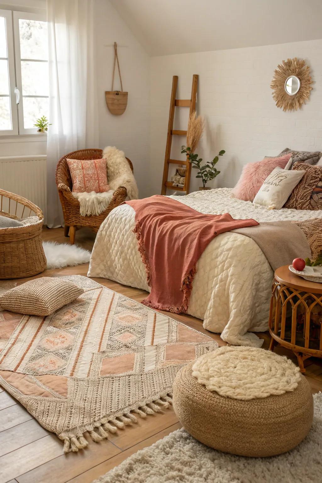 Textures add depth and comfort to the room.