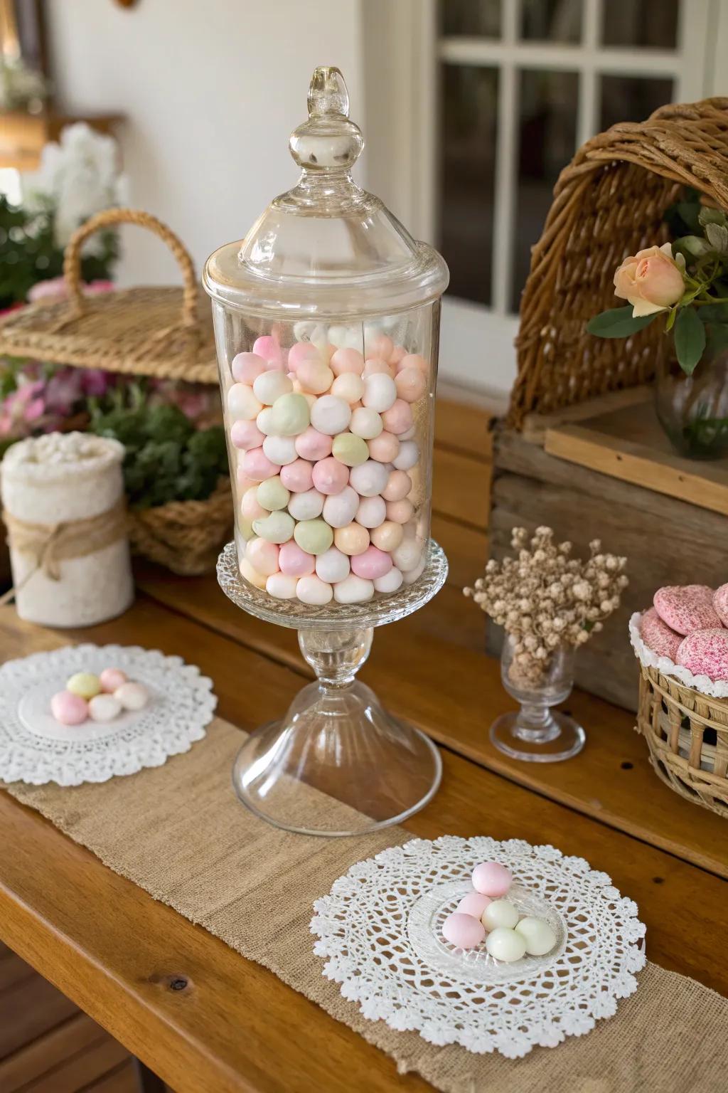 Step into nostalgia with a charming vintage candy display that delights both the eyes and the taste buds.