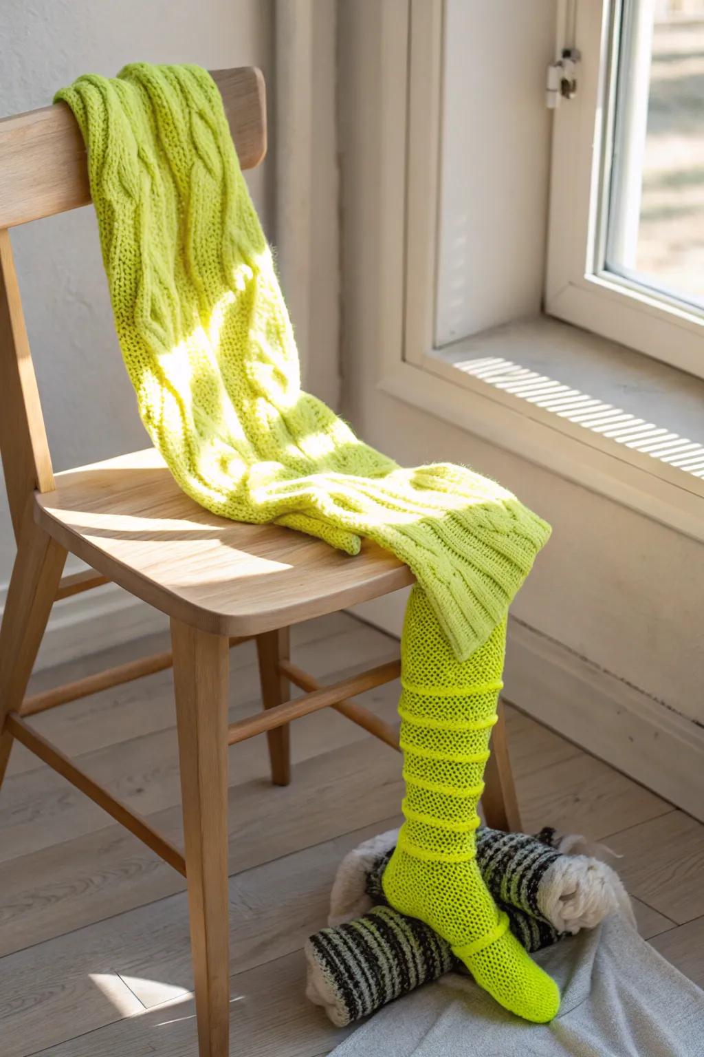 Step back into the 80s with retro flair! Embrace the fun with these vibrant leg warmers.