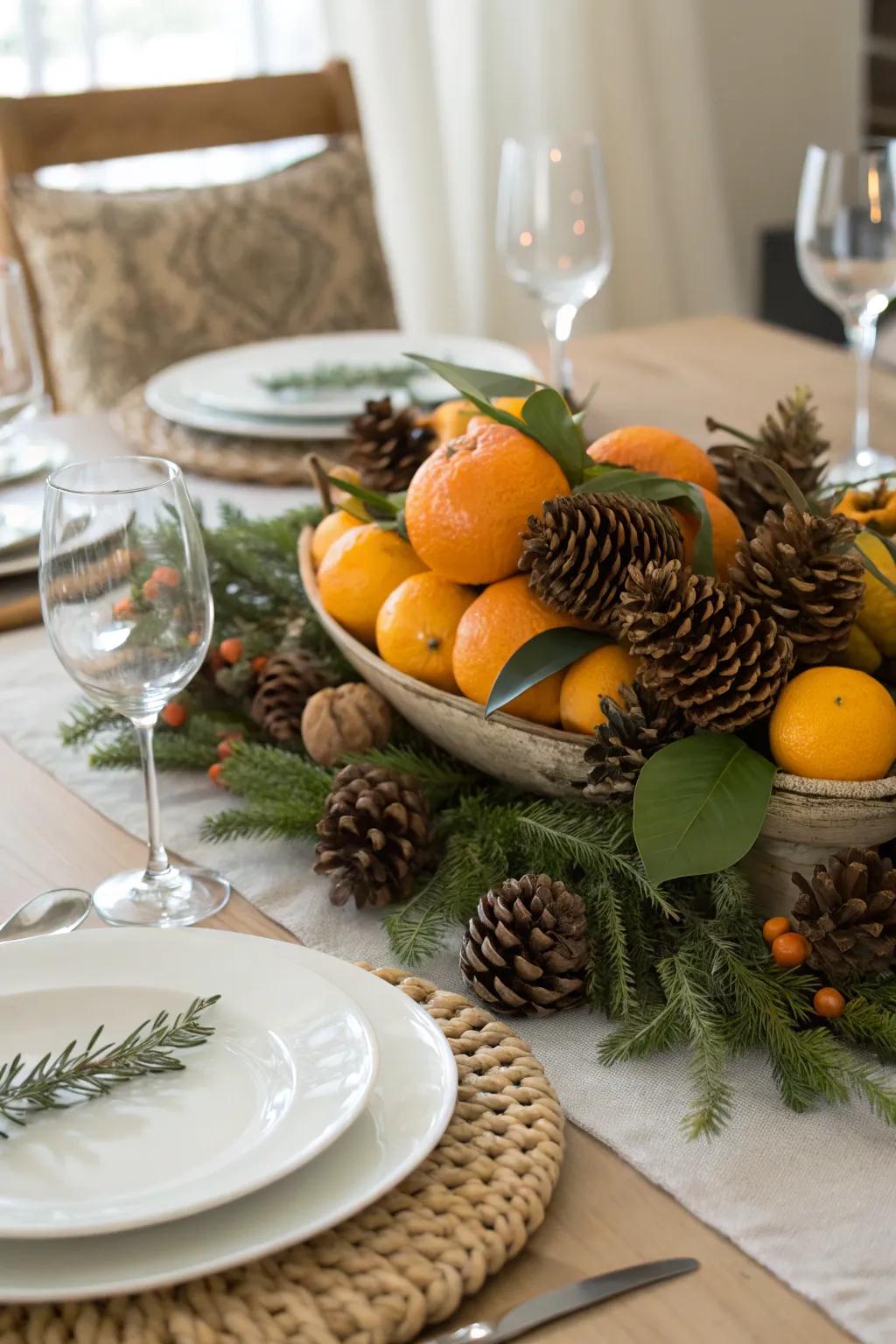 A nature-inspired centerpiece bringing fresh elegance to the table.