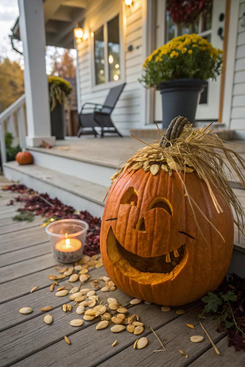 Quirky Pumpkin with Hair