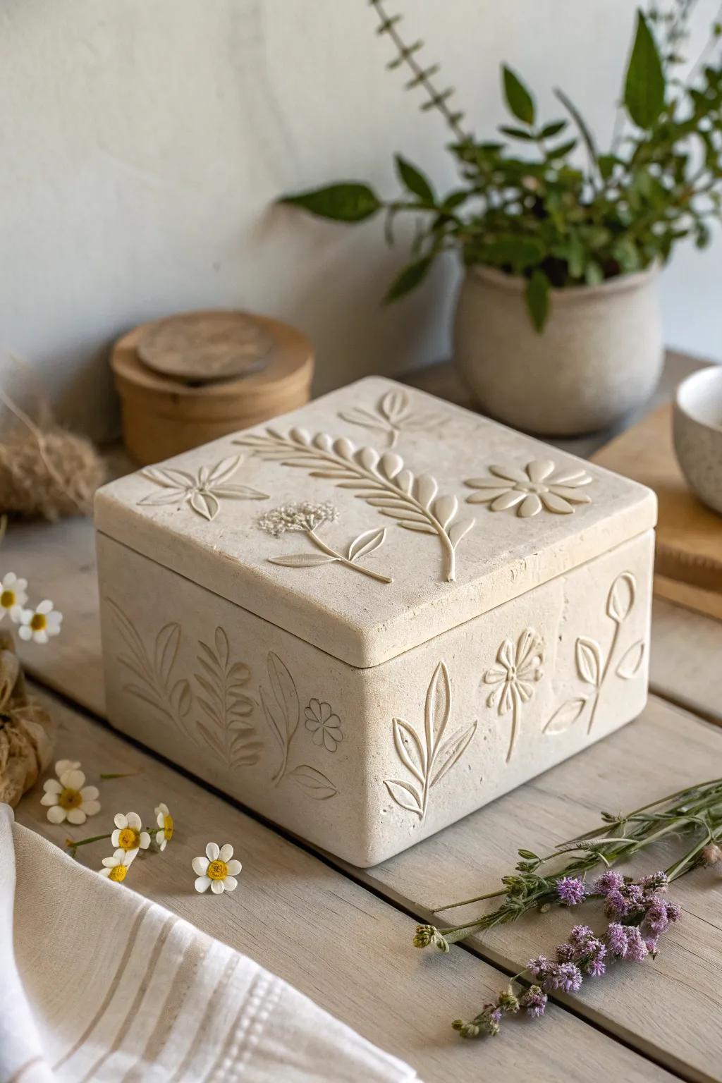 Embrace nature's elegance with handcrafted botanical impression boxes.