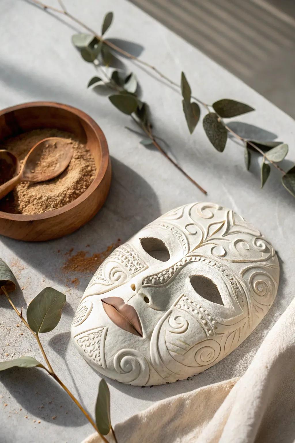 Elevate your skincare ritual with the tactile allure of an embossed clay mask.