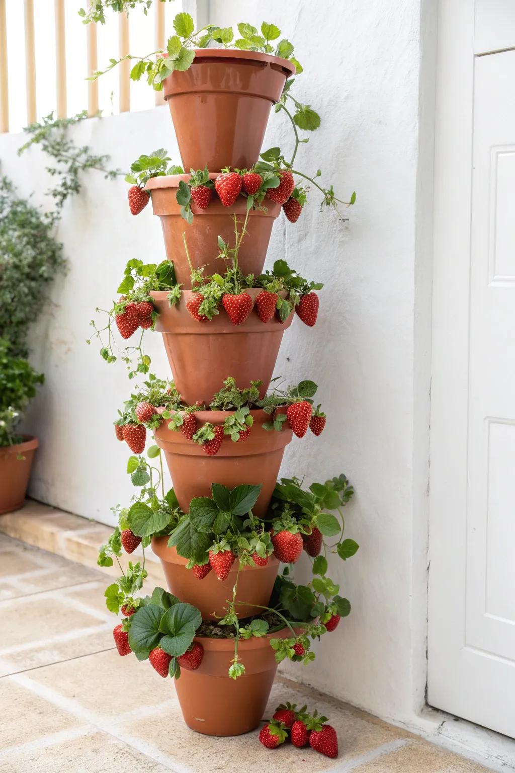 Elevate your garden style with a captivating strawberry tower – where simplicity meets natural beauty.