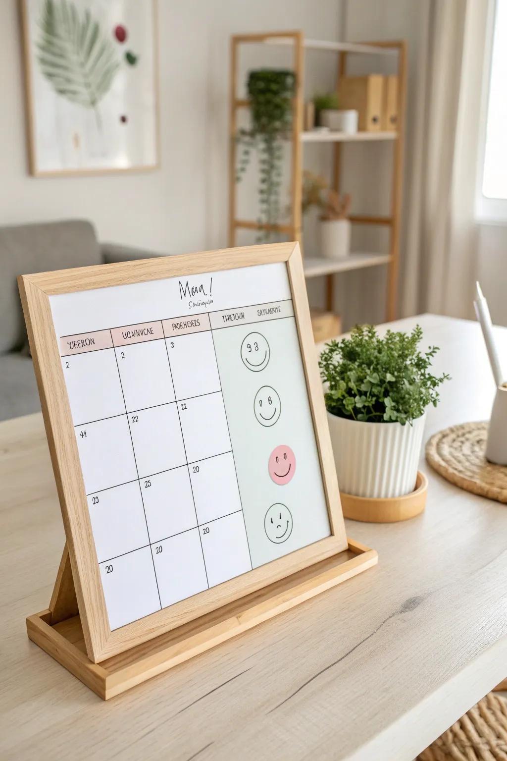 Track your mood in style with this chic, minimalist whiteboard. Embrace simplicity and enhance your well-being!