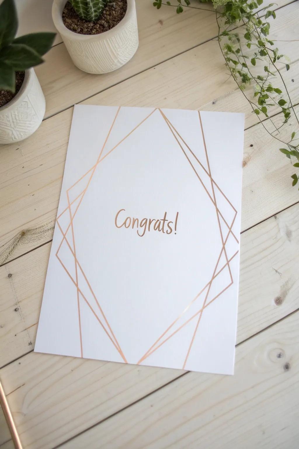 Celebrate simplicity with a minimalist 'Congrats!' poster that speaks volumes through elegance and style.