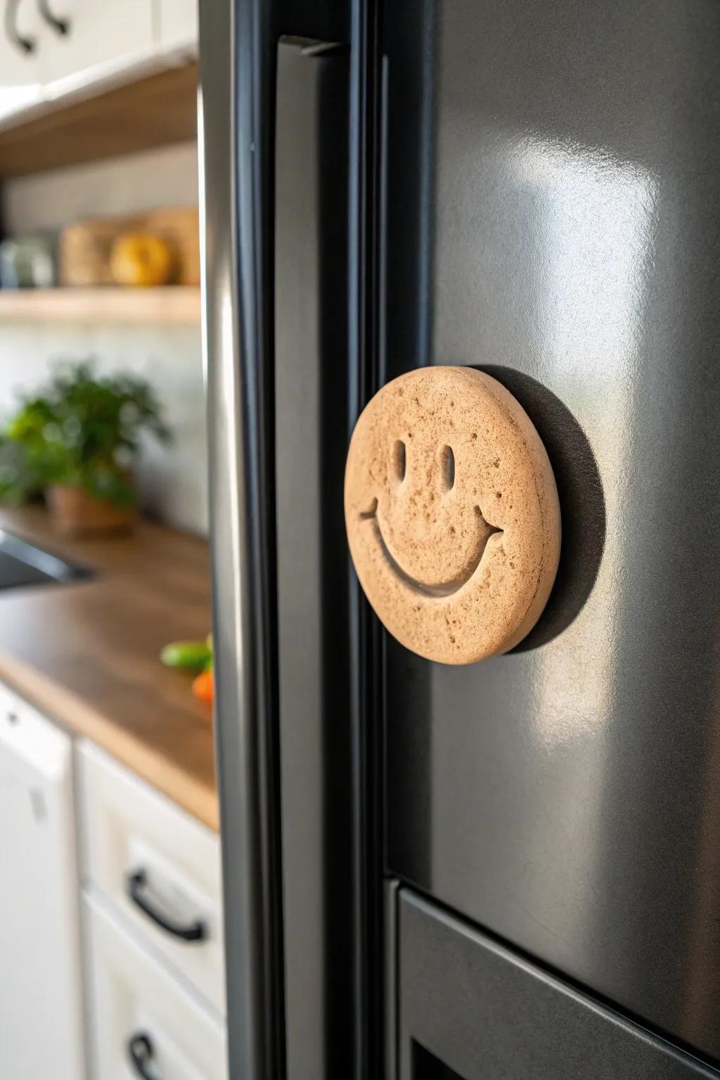 Add a touch of joy to your kitchen with handmade clay magnets. 😊 #ClayCrafts #MinimalistCharm