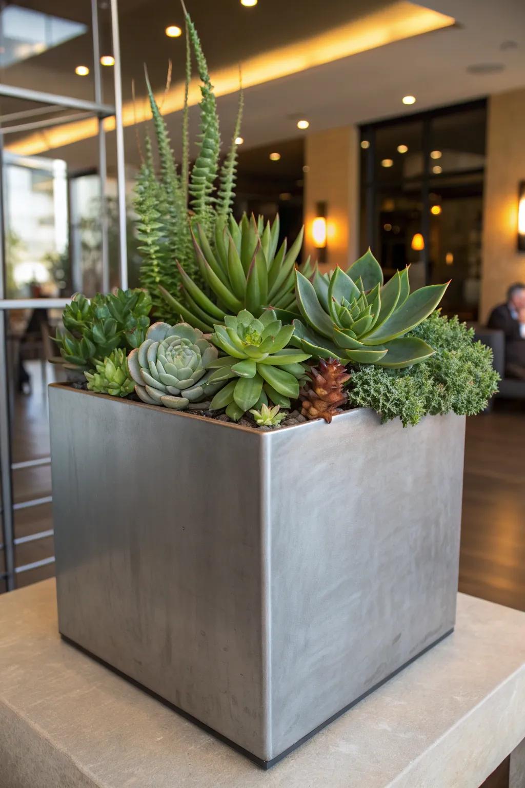Elevate your space with a striking welded metal planter, perfect for showcasing your favorite succulents.