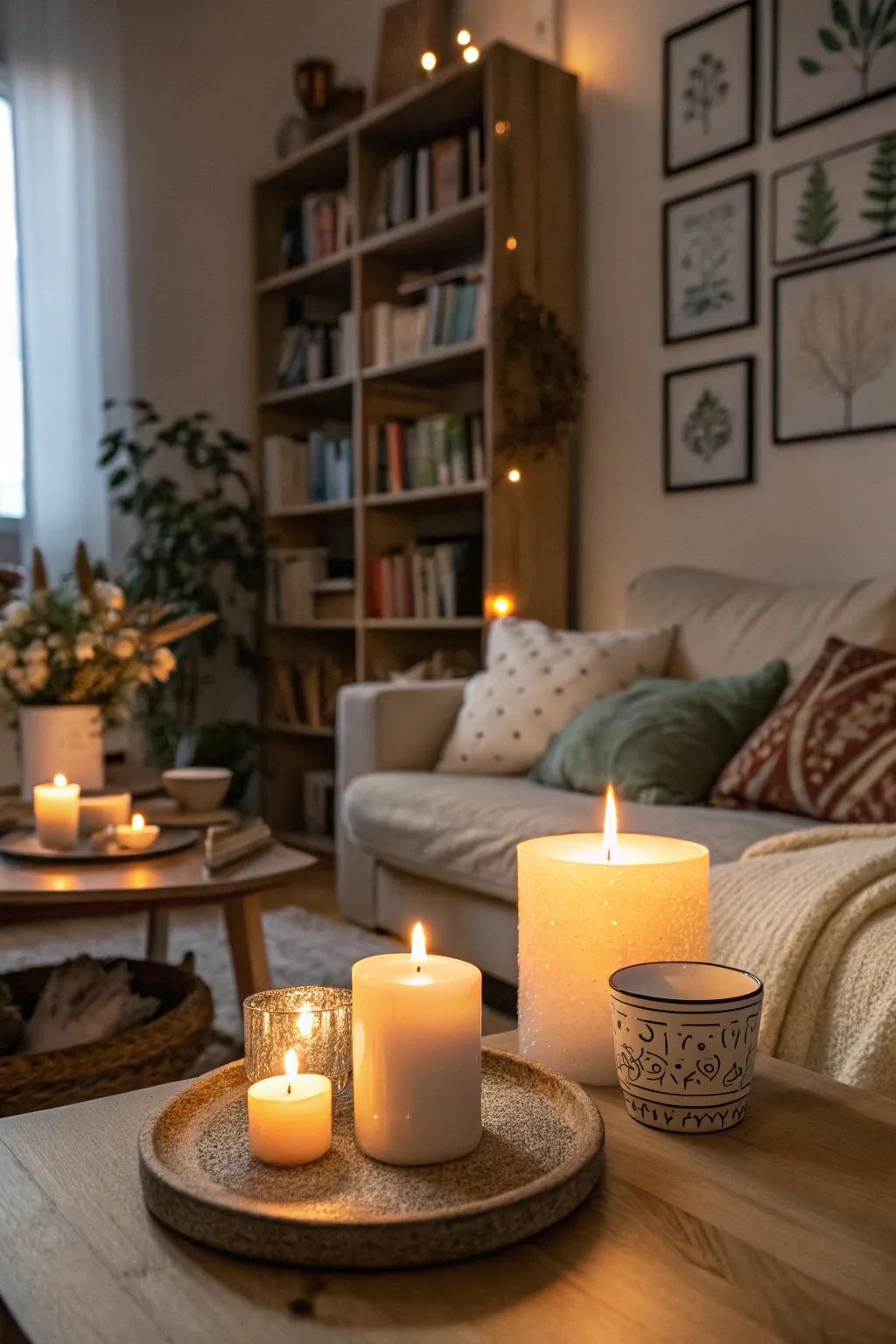 Scented candles add a cozy and inviting fragrance to your home.