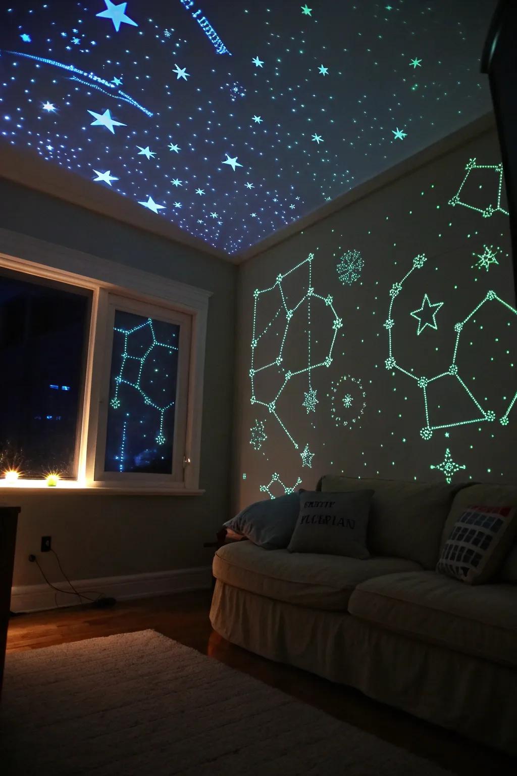 Transform your space into a magical night sky with glow-in-the-dark constellations!