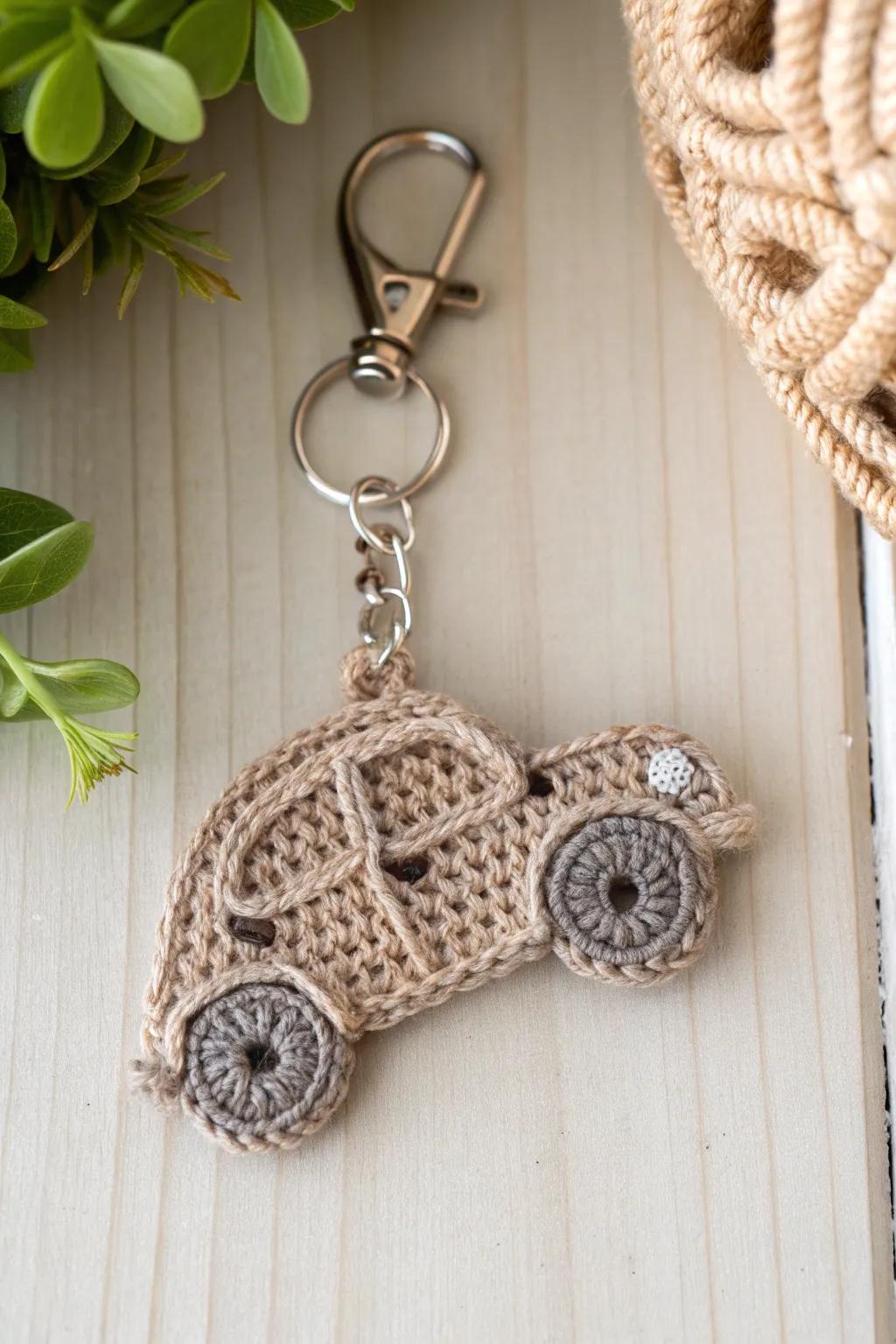 A charming crochet keychain: where craftsmanship meets simplicity.