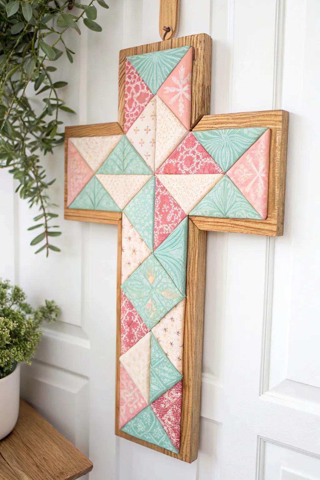 Celebrate the charm of traditional craftsmanship with a modern quilt block cross hanger.