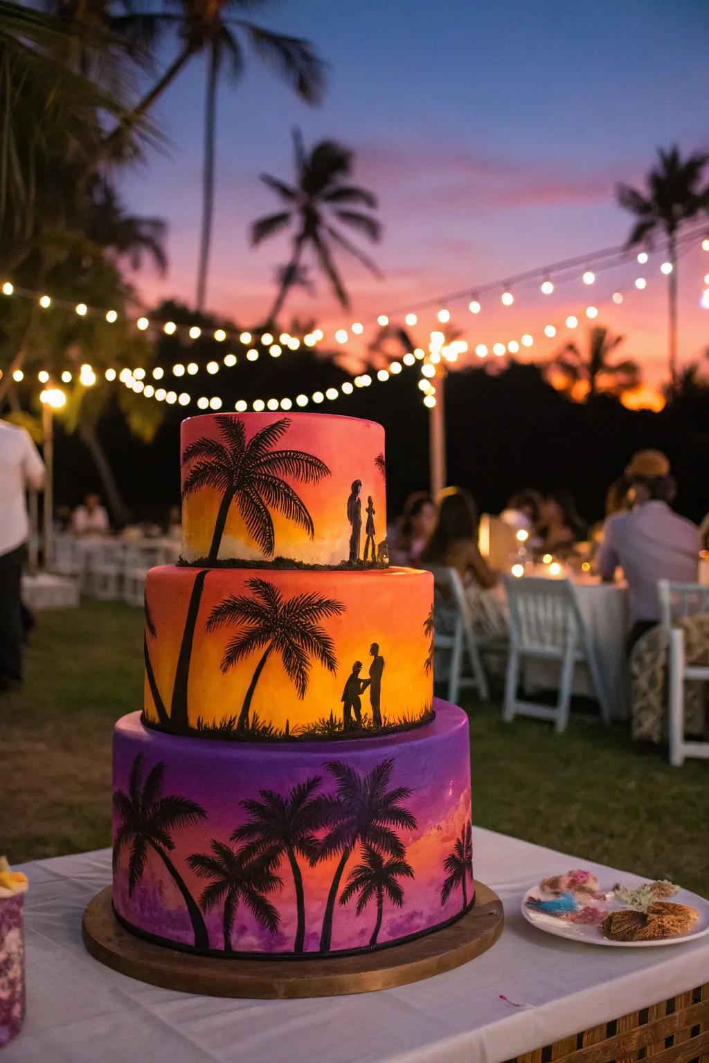 An island sunset cake that captures the tranquil beauty of Cuba.