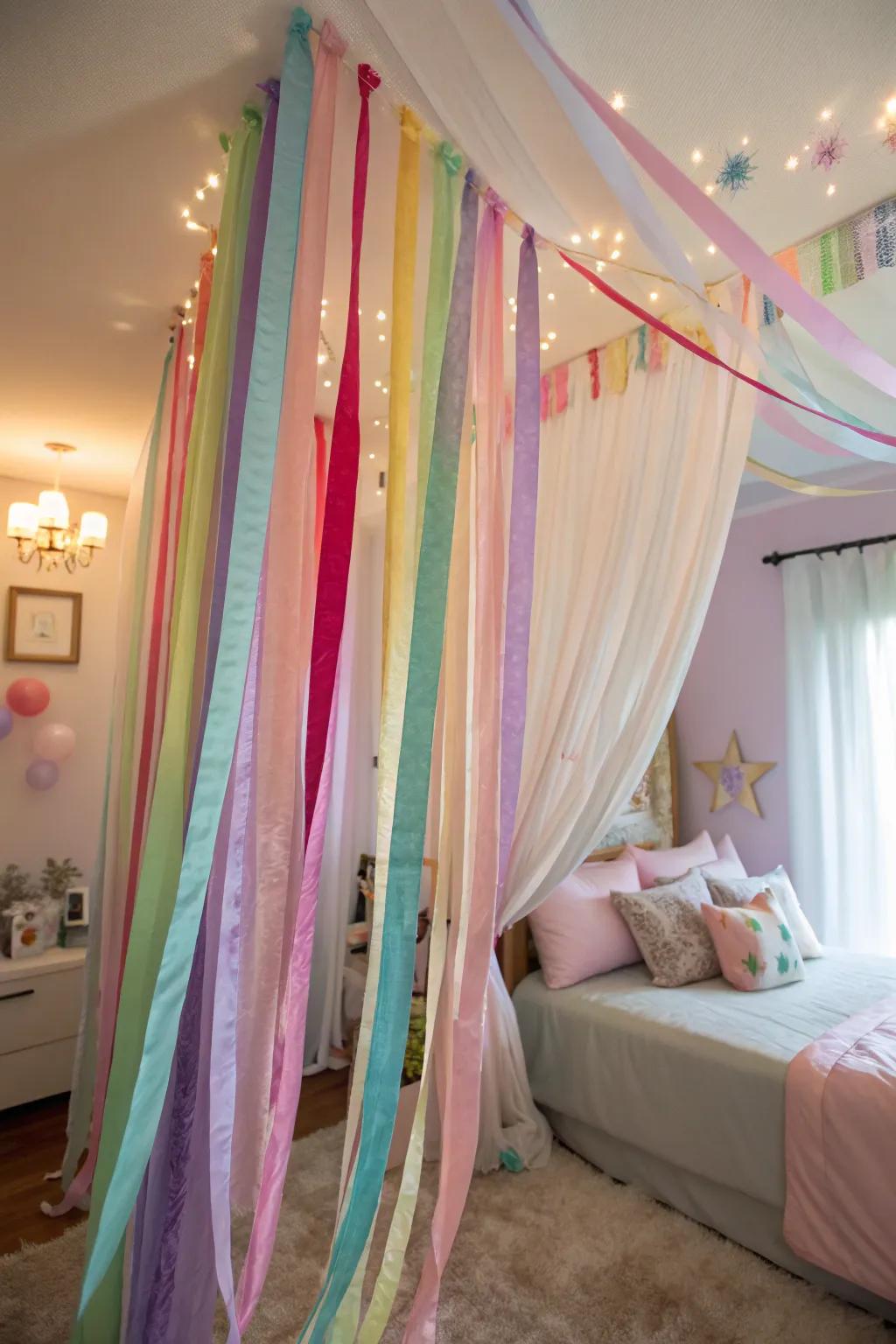 Whimsical waves: Ribbons create a playful and textured look.