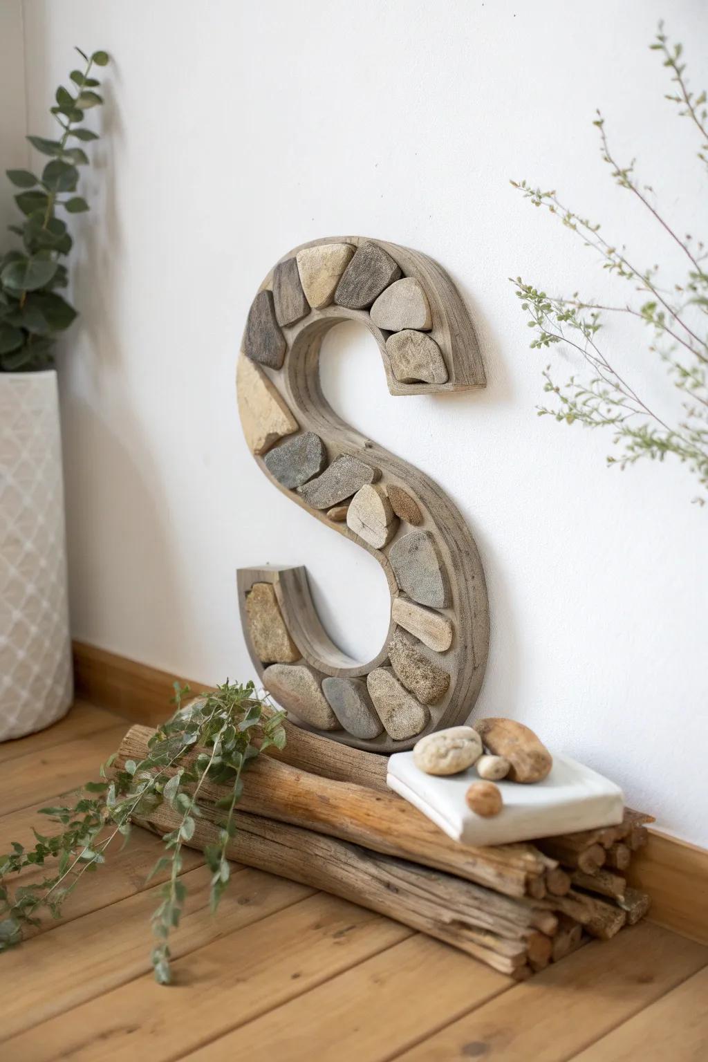 Infuse your space with coastal charm through driftwood letter art.
