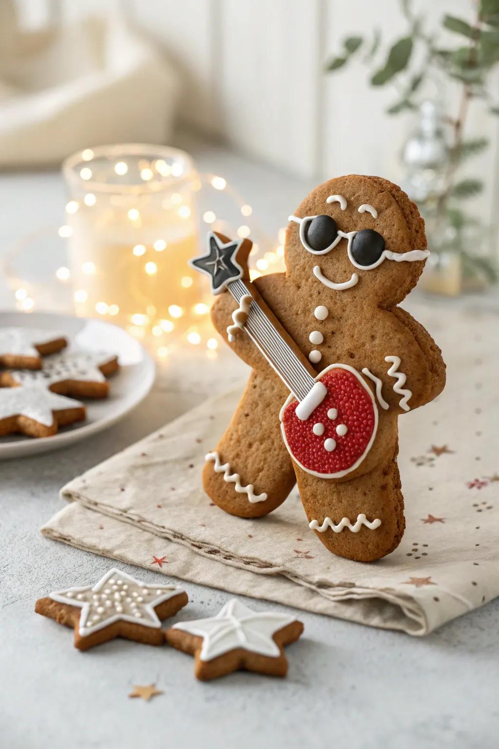 Gingerbread Rock Star: Striking a pose on the cookie stage!