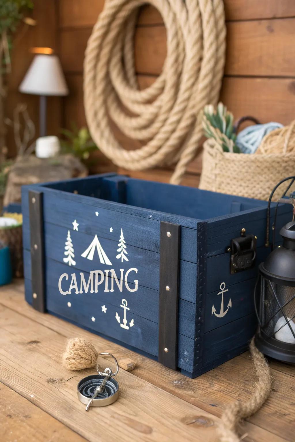 Organize your adventures with style: Custom crates for your camping essentials.