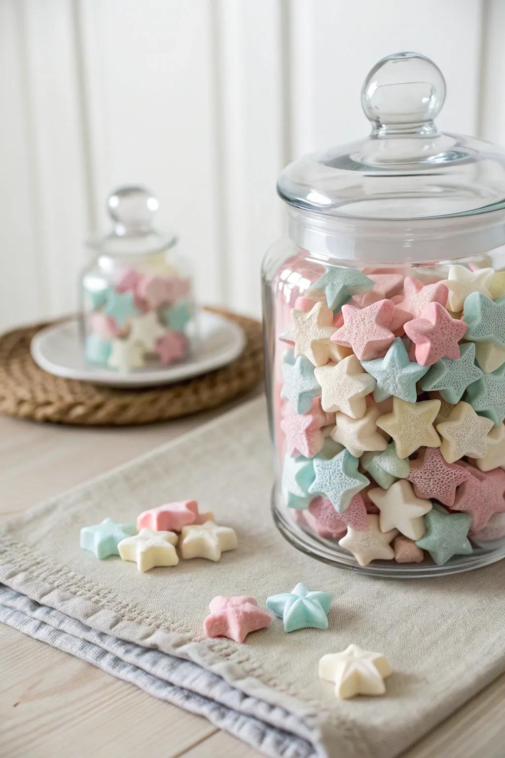Elevate your candy buffet with star-shaped delights that shine with simplicity and elegance. ✨🍬 #MinimalistMagic #BohoChic #CandyBuffet