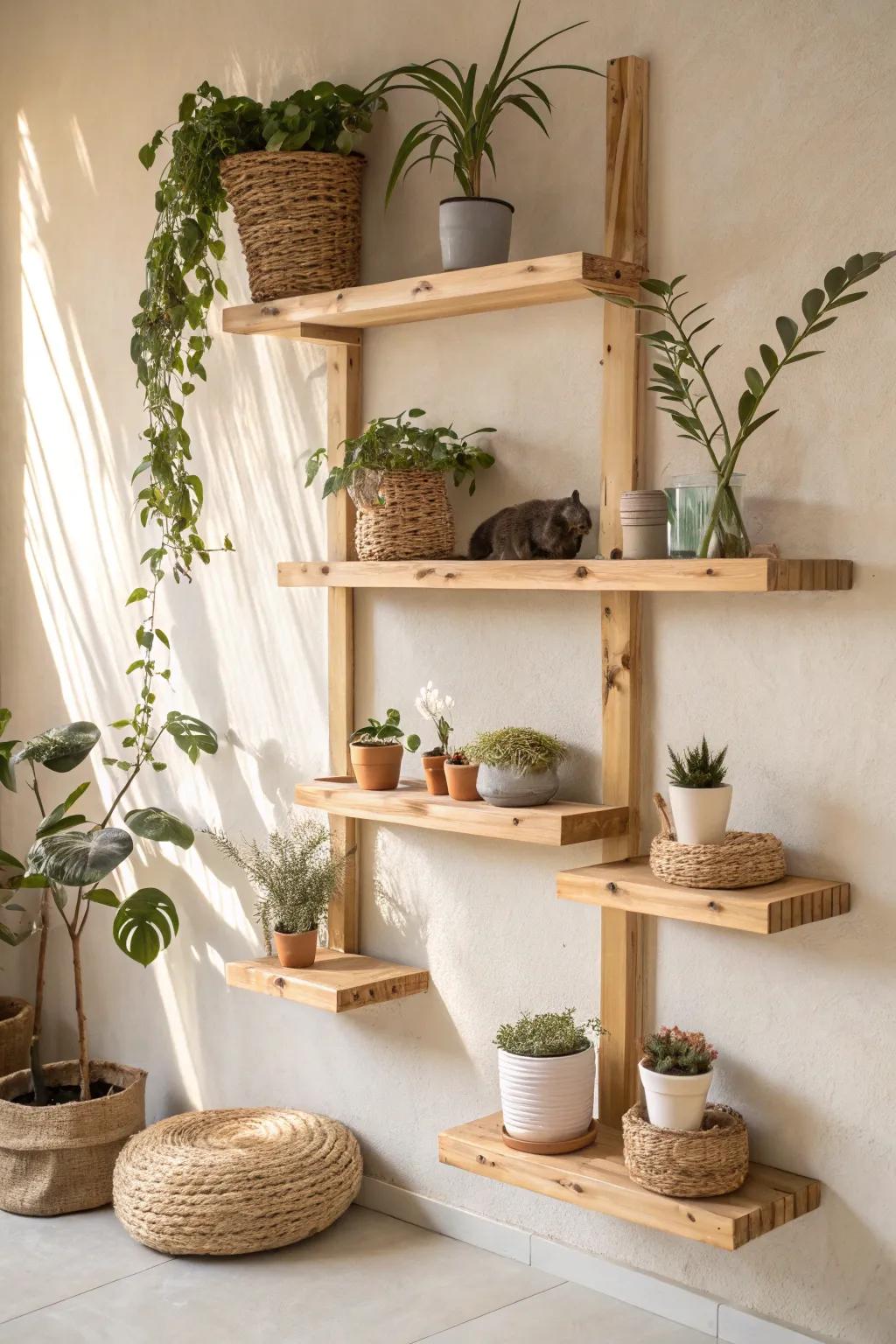 Transform your space into a living masterpiece with these artistic cat shelves. #DIYHome #MinimalistDesign #CatLovers