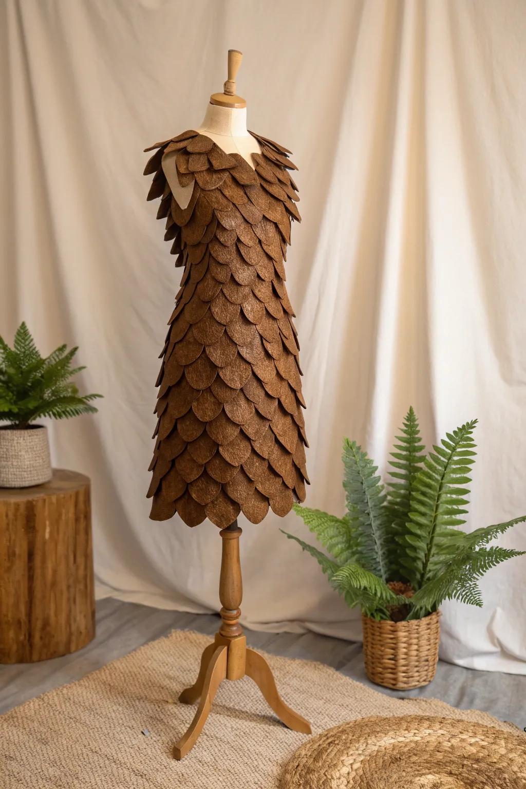 Embrace nature's elegance with this handcrafted pinecone costume—perfect for your next festive occasion.
