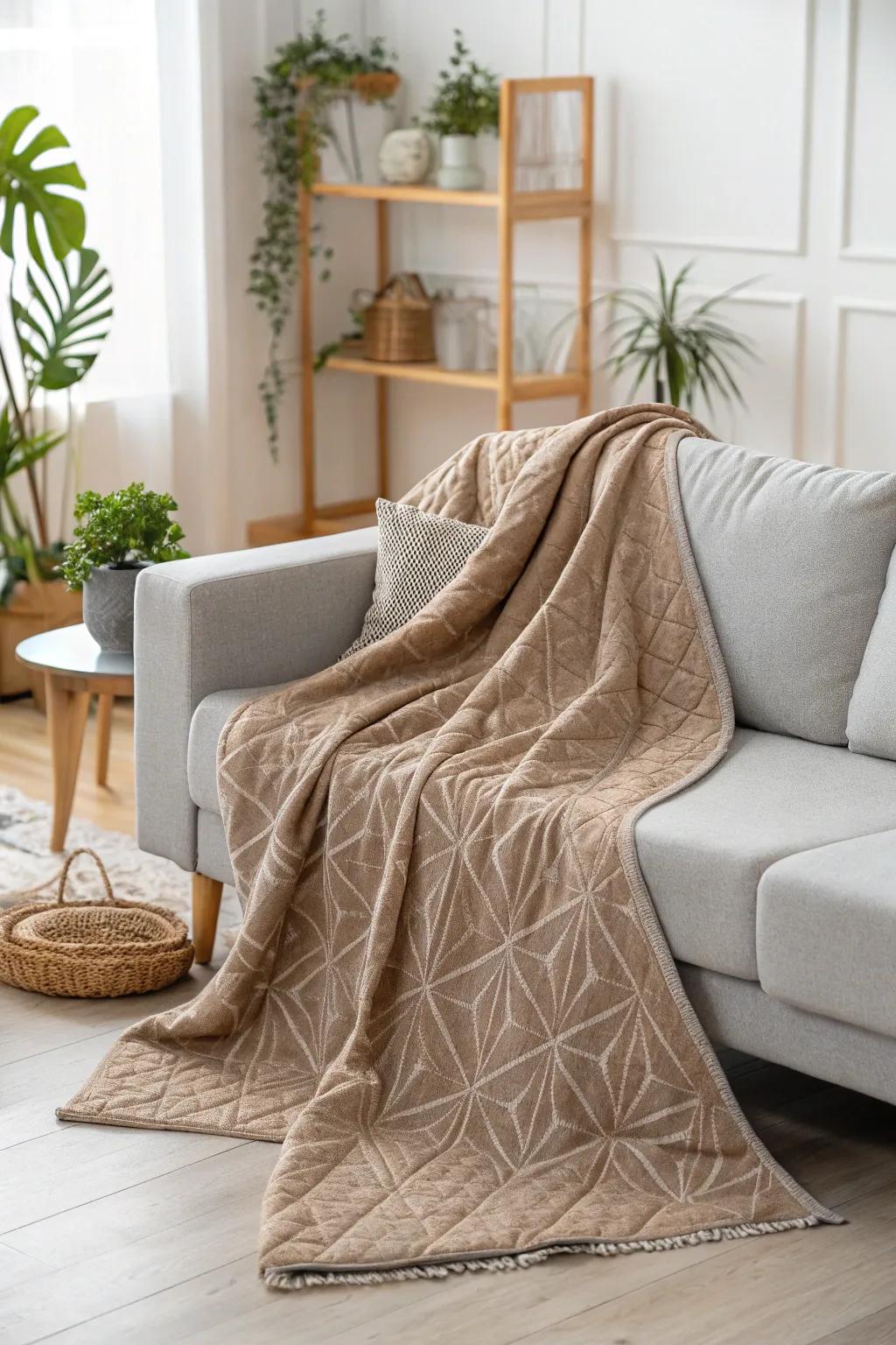 Transform your couch with a quilted throw for added warmth and style.