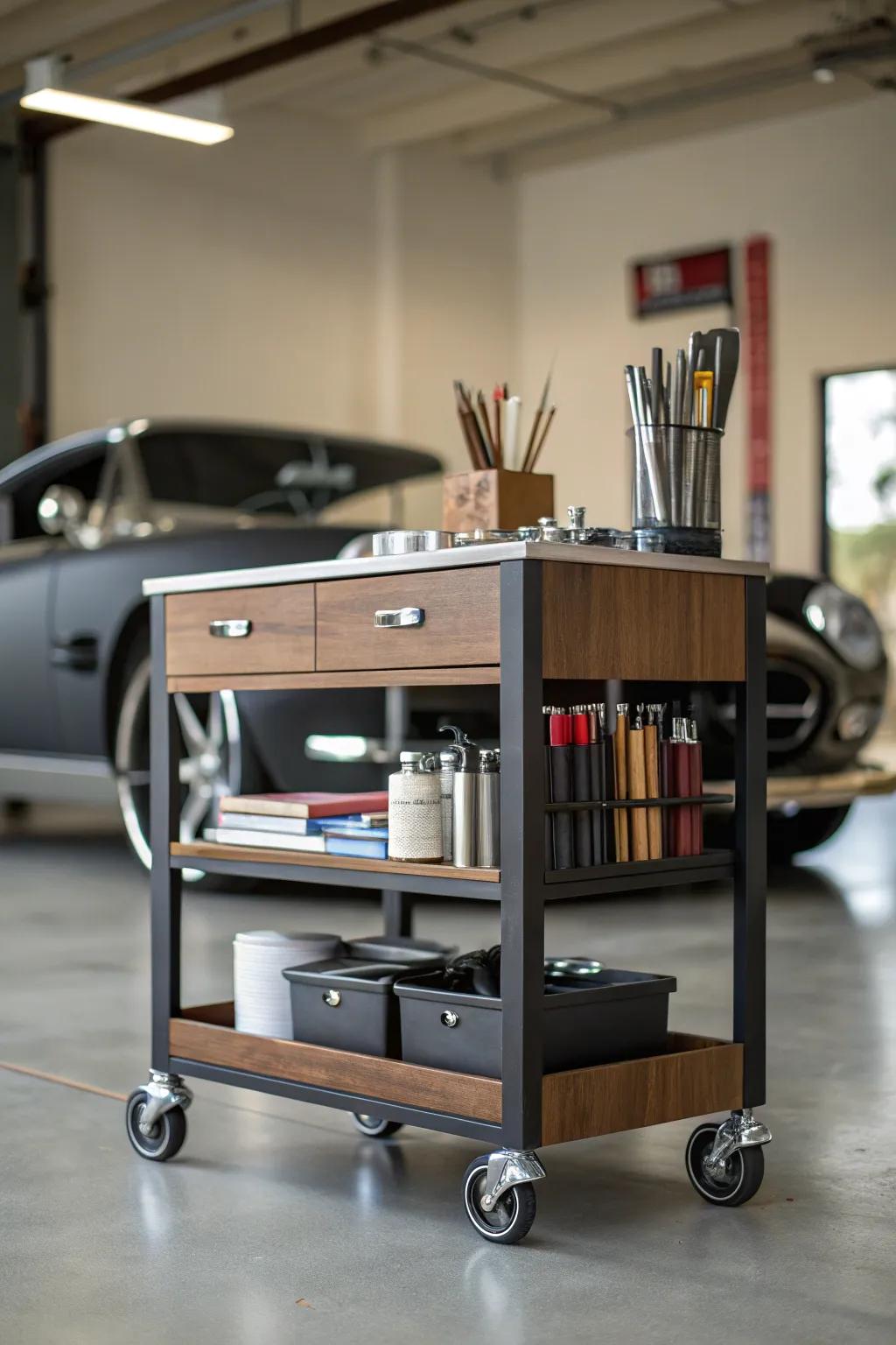 Elevate your garage game with this stylish DIY rolling storage cart—efficiency meets elegance.