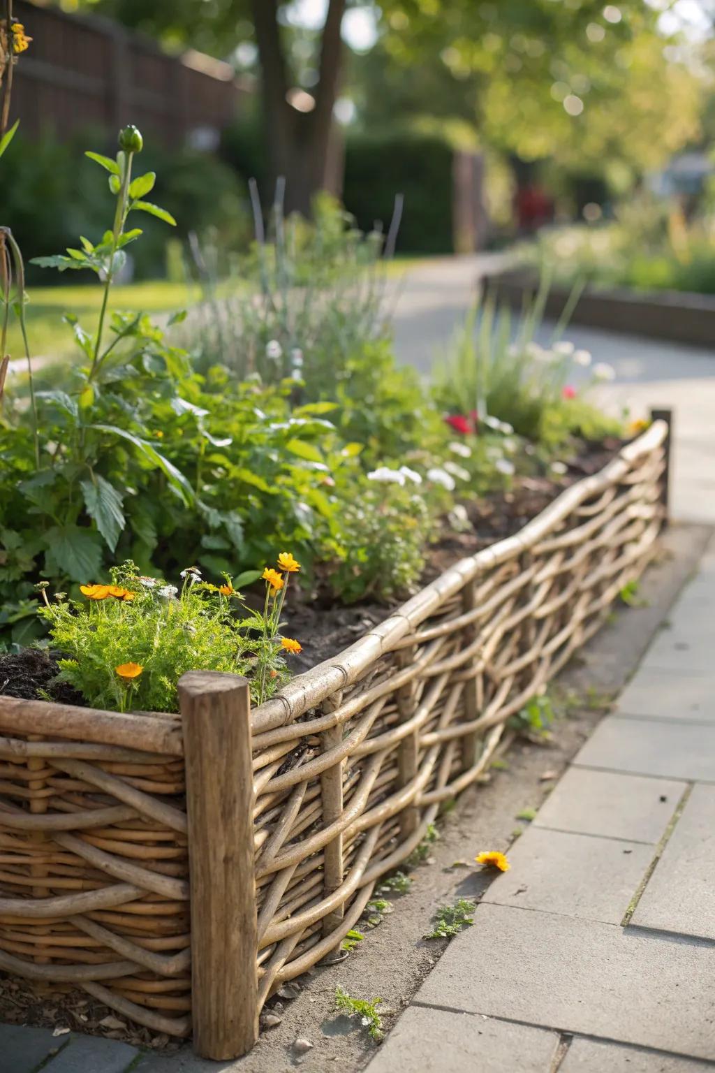 Embrace the art of nature with this exquisite woven wattle fence garden bed – where rustic meets refined.