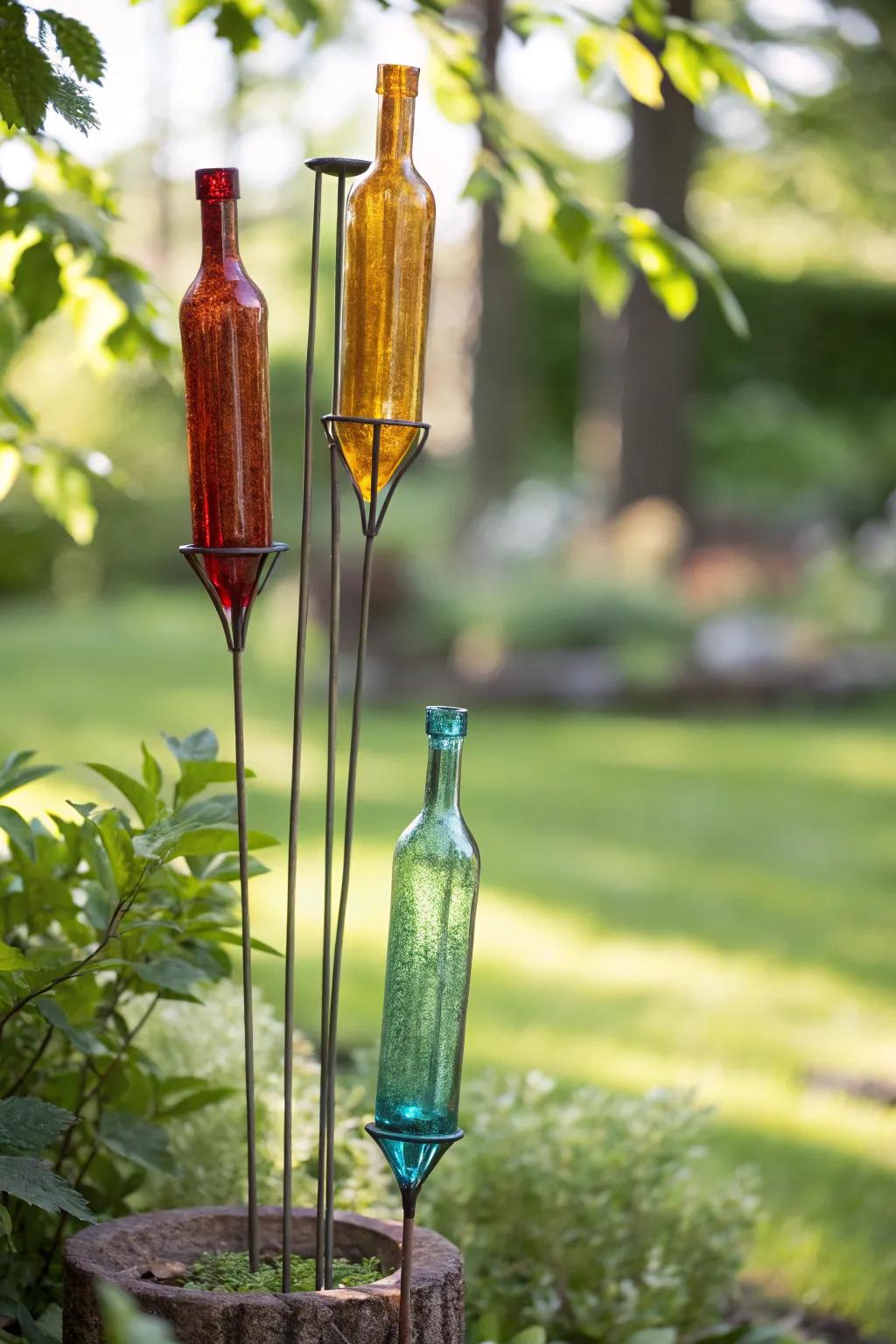 Transform your garden with a touch of whimsy and elegance: create your own glass bottle tree sculpture that captures light and imagination.