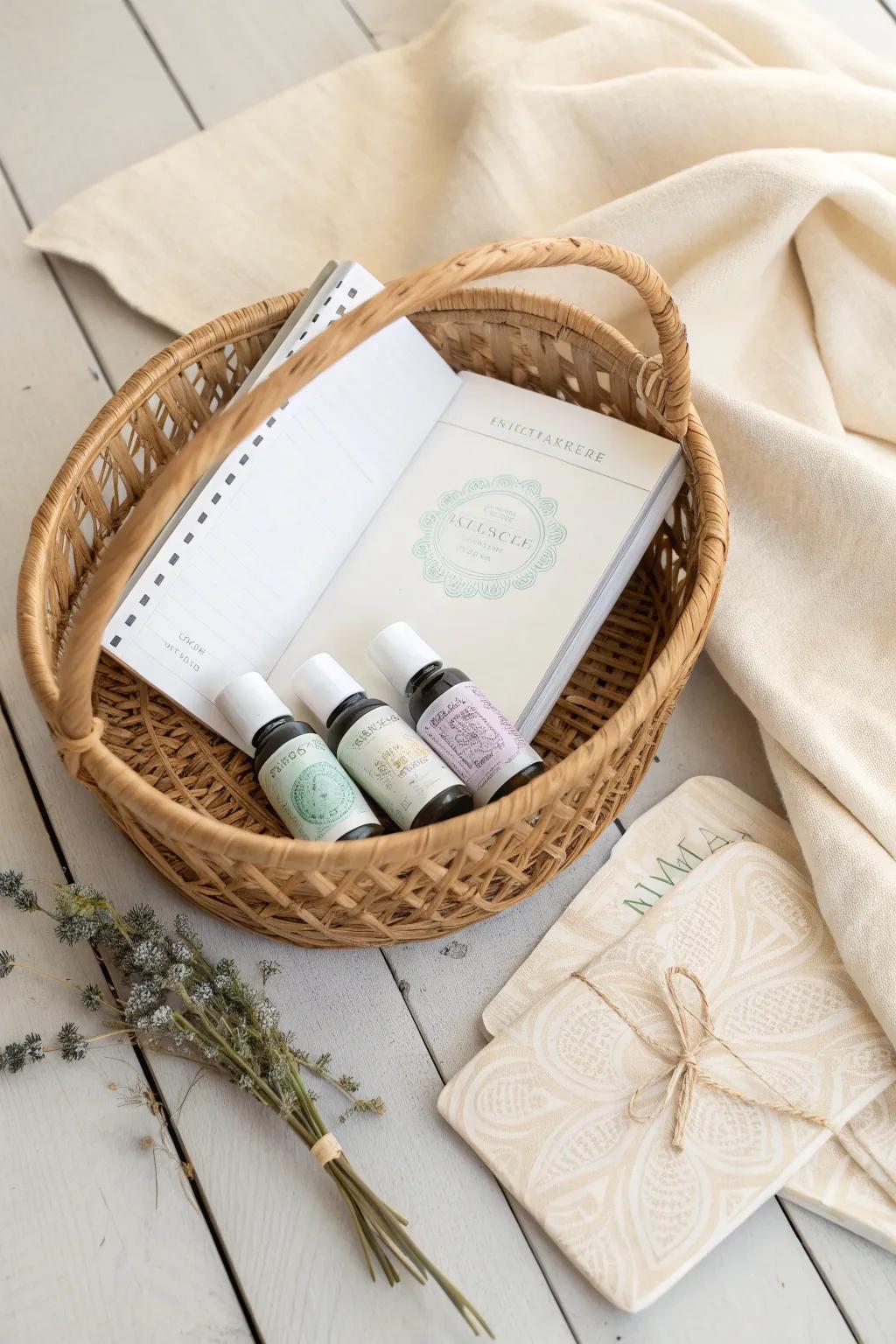 Craft tranquility with a mindful gift basket—perfect for moments of relaxation and reflection.