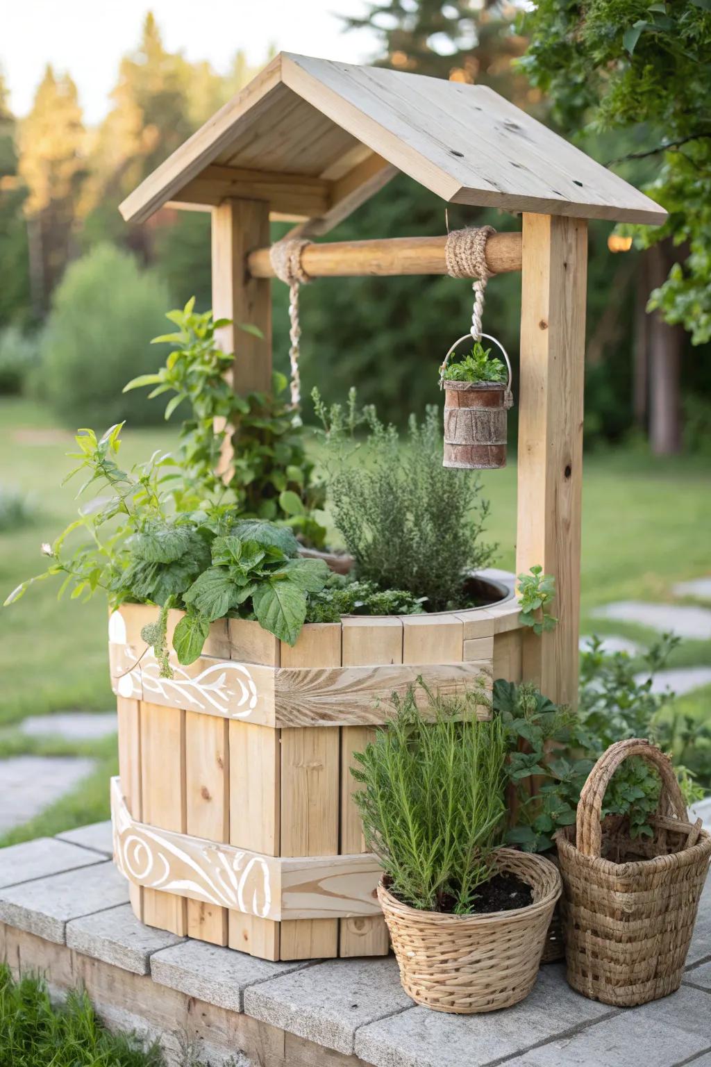 Elevate your garden with a charming Herb Garden Wishing Well, where beauty meets utility.