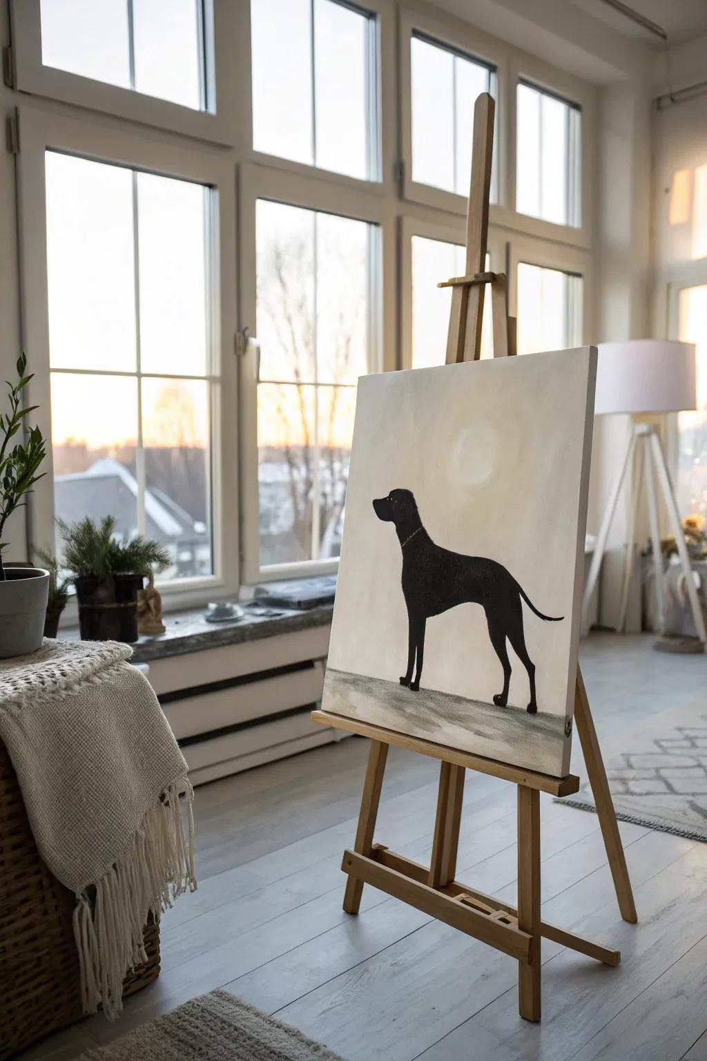 Embrace minimalist elegance with a stunning dog silhouette canvas—perfect for a modern, serene space.
